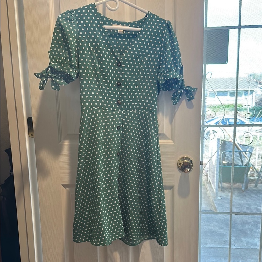 Polka Dot Green Dress